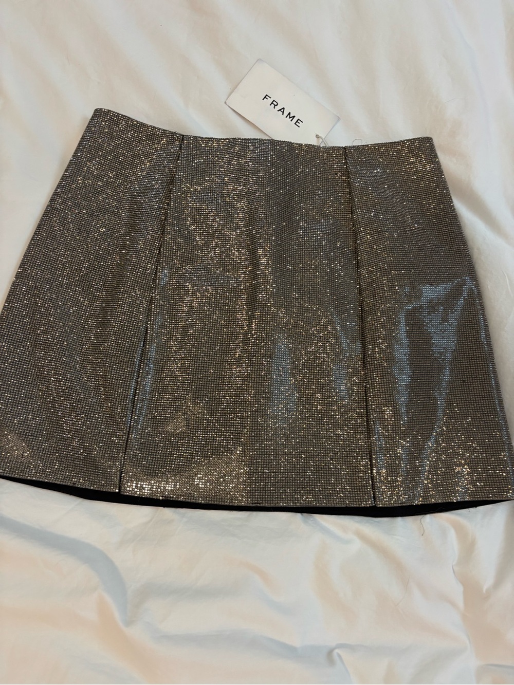 Frame Denim Metallic Silver Mini Skirt